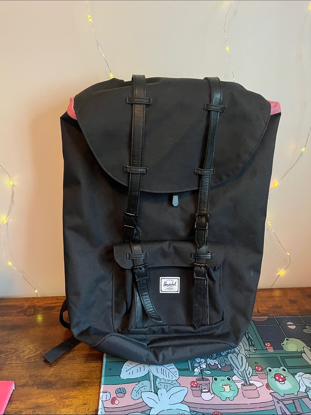 Herschel Supply Company Black Backpack with Subtle Red Accents